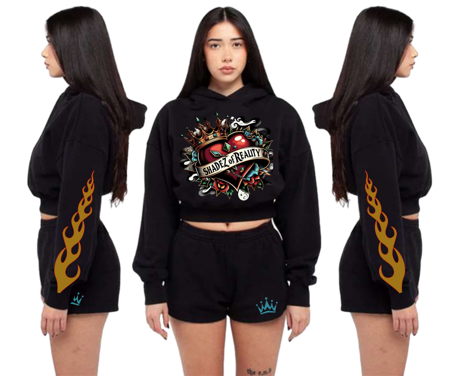“Shadez of Reality” Cropped Hoodie & Shorts Set LOVE FEELS LIKE ROYALTY EDITION