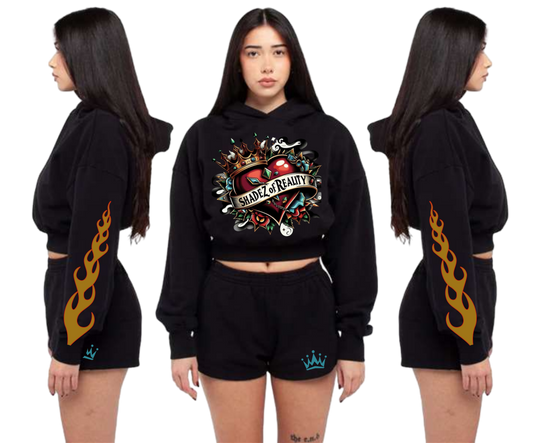 “Shadez of Reality” Cropped Hoodie & Shorts Set LOVE FEELS LIKE ROYALTY EDITION